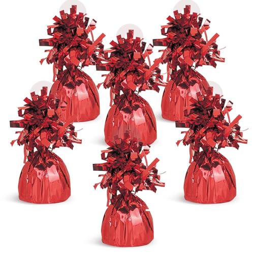 Image of Unique Foil Fringe Foil Balloon Weight - Red, 1 Pc