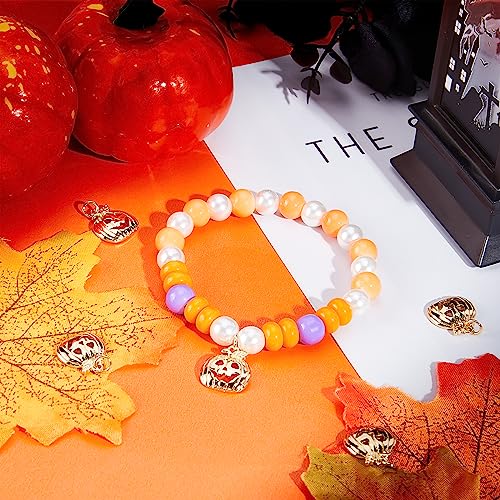Beebeecraft 1 Box 10Pcs Halloween Charms 18K Gold Plated Pumpkin Charms Jack O Lantern Pendant Findings for DIY Key Chain Necklace Bracelets Jewellery Making - Image 4