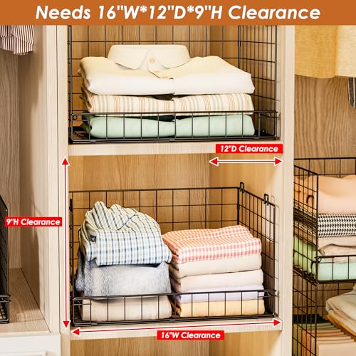 Image of Yociyoga 3-Tier Stackable Closet Organizers and Storage Shelves, Foldable Closet Shelf Organizer, Stackable Storage Bins Drawers for Closet Organizer System, Black(Patent No. 30022416)