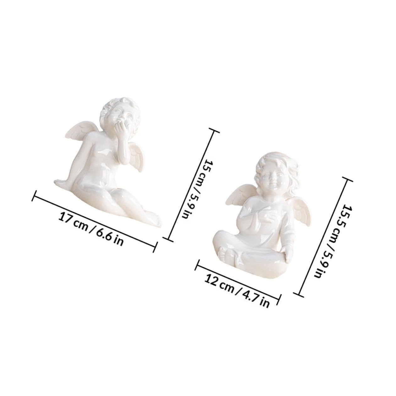 Keramik Engelsfigur 2 Stück Tischdeko Skulptur für Hochzeitsfeier Wohnzimmer Regal