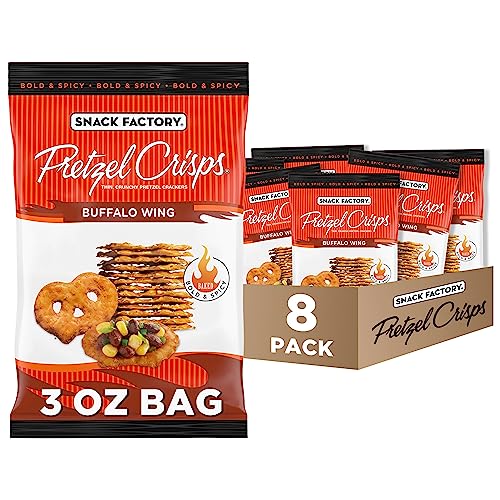 Snack Factory Pretzel Crisps Buffalo Wing On-the-Go Bag 3 Oz (Pack of 8)
