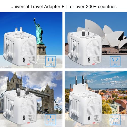 Adaptador de viaje internacional convertidor de voltaje escalones hacia abajo 220V a 110V para teléfonos celulares, portátiles y rizadores, Estados Unidos a Reino Unido, Europa, Australia y más de 2003