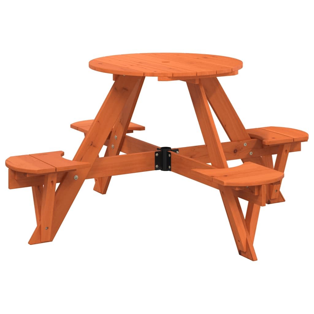 Tavolo da picnic rotondo per bambini in legno di abete massiccio con foro per ombrellone, tavolo e sedie 2 in 1 per giardino e terrazza, stabile e durevole, adatto per feste per bambini