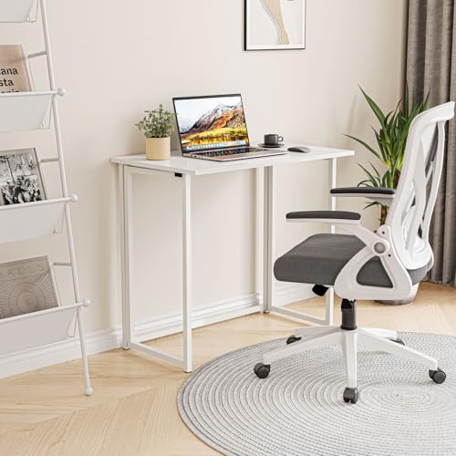 Miniatura 2 de Dripex Mesa Escritorio Plegable, Mesa Ordenador, Compacto Sin Ensamblaje, Mesa De Estudio Para Casa Oficina, Escritorio Para Computadora Manualidades, Blanca, 80 X 45 X 74 Cm