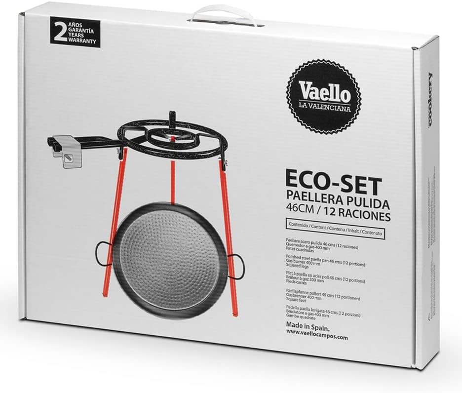 Miniatura 4 de Kit de paella española con quemador de gas y sartén de acero pulido - 18 pulgadas (18.1 in) hasta 12 porciones