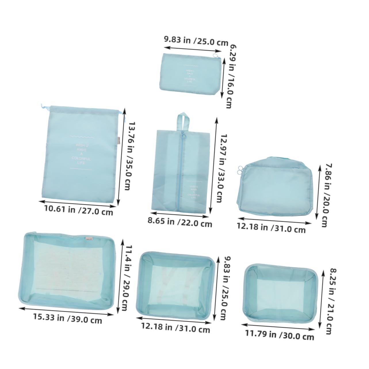 14pezzi Organizzatore da Viaggio in Set da Cubi di Compressione per Imballaggio Borsa per Indumenti e Biancheria Borsa per Scarpe da Viaggio