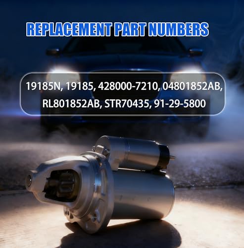 19185N Starter Motor Compatible with Chry.sler 300 Dodge Challenger Charger Durango Jeep Grand Cherokee Ram 1500 | 3.6L V6 Engine | 12V 1.3KW 9 Teeth CW | Replace# 4801852AB 428000-7210 by Mtrcse - Used condition - Image 3