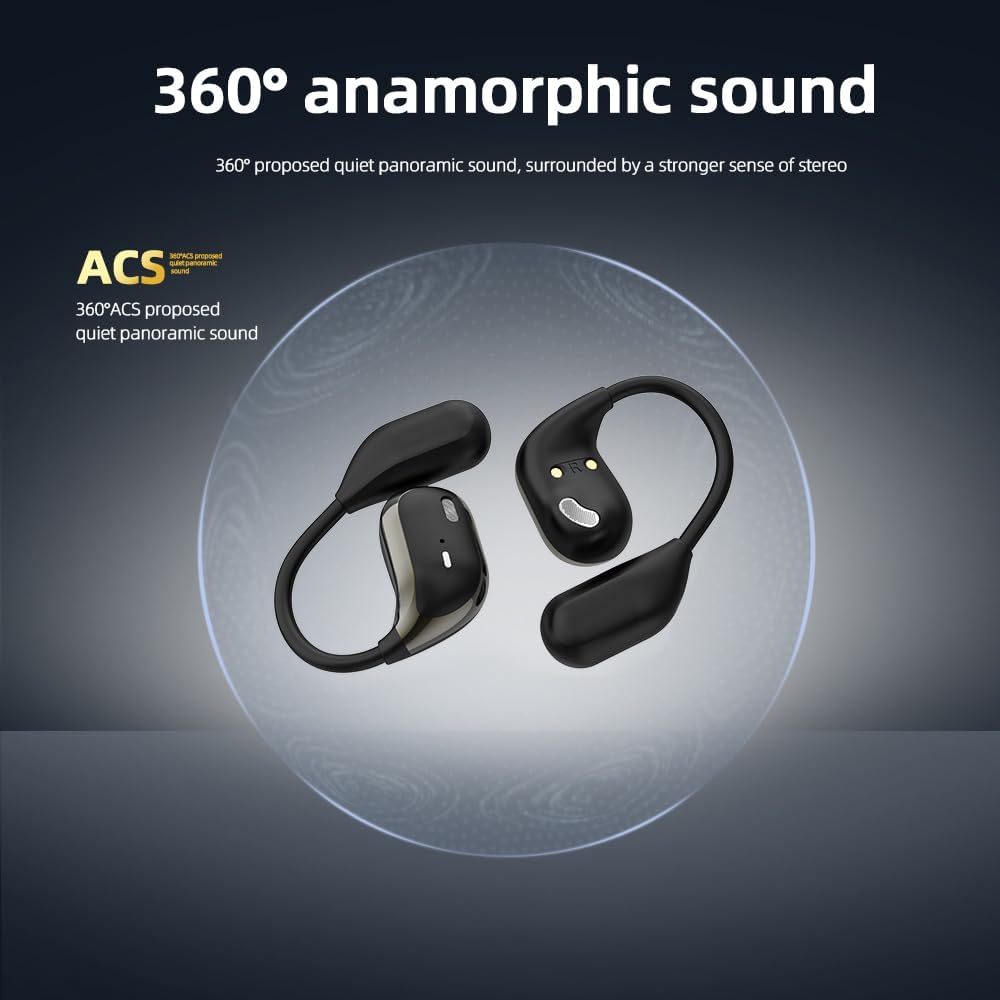 OWS high-Definition Sound Quality Open 5.4 Bluetooth Earphones for Daily Life, Waterproof LCD Battery Display JM-15