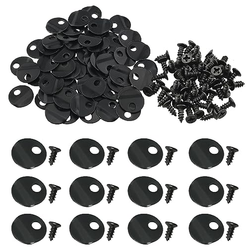 Image of Picture Turn Button ZZLZX 100PCS Black Round Picture Frame Turn Button Picture Frame Accessories with 100PCS Screws for Hanging Pictures, Picture Backing Clip