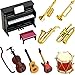 Dollhouse Miniature Musical Instrument Set in 1:12 Scale, Mini Dollhouse Musical Instrument Model Includes Violin Piano Trumpet Saxophone Electric Guitar, Model Accessory for Dollhouse Mini Music Room