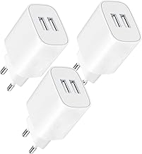 USB Charger 2-Port Plug Adapter Power Supply Socket Power Plug 5V 2.1A Charging Plug Charger Charger Adapter for iPhone, iPad, Airpods, Samsung, Tablets, E-Books, iWatch 3-Pack