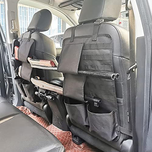 2 Pack Tactical Seat Back Organizer Automotive Gun Racks Rifle Holder for Truck Pickup F150 Front Seatback Cover Universal Molle Vehicle Panel Protector for Hunting Shotgun Storage