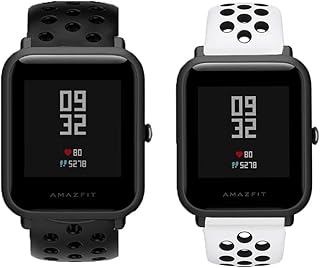 Kit 2 Pulseiras NANDOS-STORE compátiveis para AMAZFIT BIP/BIP U/BIP S/BIP lite (Preto com preto/Branco com preto)