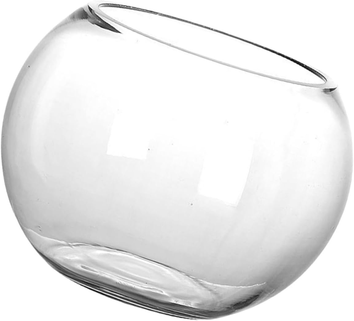 Toddmomy 2pcs Glass Fish Bowl Simple Hydroponic Plant Terrarium for Home Office Round Vase for Fish Shrimp and Display
