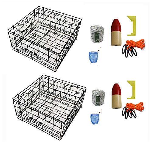 KUFA 2-Pack Vinyl Coated Crab Trap with Crabbing Accessory Kit–(S60+CAM3) X2