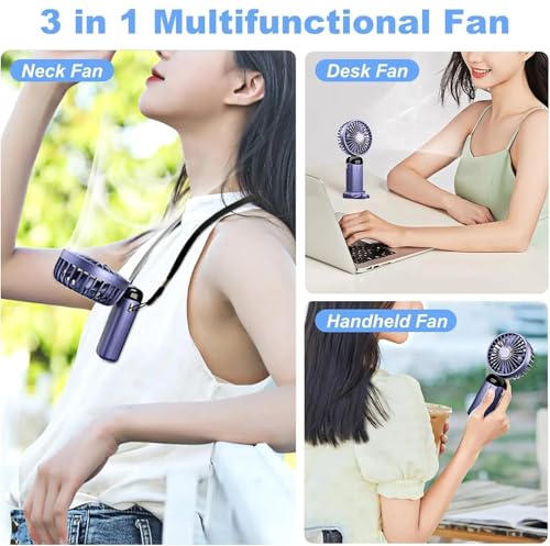 Image of Mini Portable Fan | Rechargeable USB Handheld Fan | 5-Speed Adjustable, Handheld Cooling Fan for Home, Office, Car, and Travel | Compact & Lightweight Design | 90 Foldable Desk Fan with Base (Green)