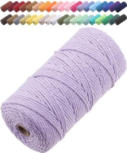 GOHOF Macrame Cord 3mm x 150m Premium Cotton Macrame Rope, 4 Strand Twisted Soft Cotton Cord, One of The Most Perfect Materials for Macrame Art, Cotton String Without Chemicals (Light Green)