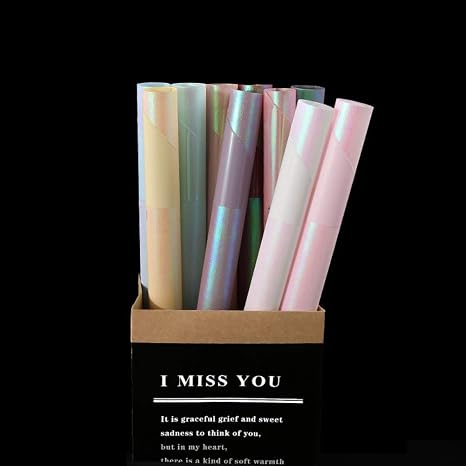 BBJ WRAPS Iridescent Double Sided Flower Wrapping Paper Florist Bouquet Packaging, 20 Sheets (Blue)