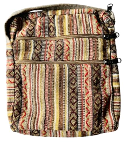 Unisex Cotton Crossbody Bag Hippie Patchwork 5 Pockets Passport Documents Shoulder Bag Eco-friendly - Handmade In Mt. Everest Country Nepal3