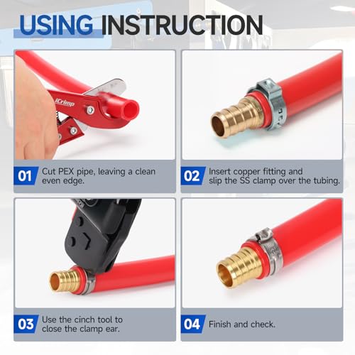 iCrimp One-Hand PEX Pipe Cinch Tool meet ASTM F2098 Standard clamps, Crimping Tool for 3/8-1 inch Clamp Rings - Image 6