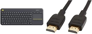 Logitech K400 Plus Wireless Touch Keyboard (920-007119) Bundle with AmazonBasics High-Speed HDMI Cable - 6 Feet