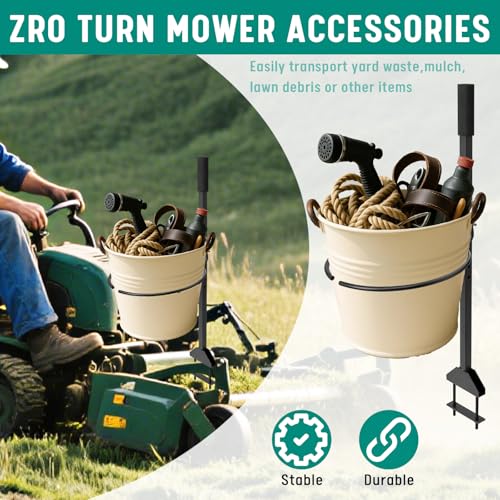 HOSASSPER Zero Turn Mower Bucket Holder with Handle, 5 Gallon Trash Bucket Bracket Mounting Kit,Universal Fit Lawn Mower Accessories for Yard, Garden and Outdoor Cleaning Tools - Thumbnail 5