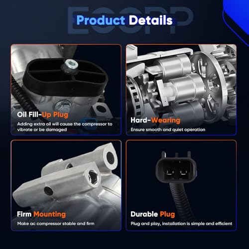 Image of ECCPP AC Compressor for Dodge Dakota for Dodge for Ram 1500 5.9L 2002-2003 | Fast Cooling A /C Compressor with Clutch