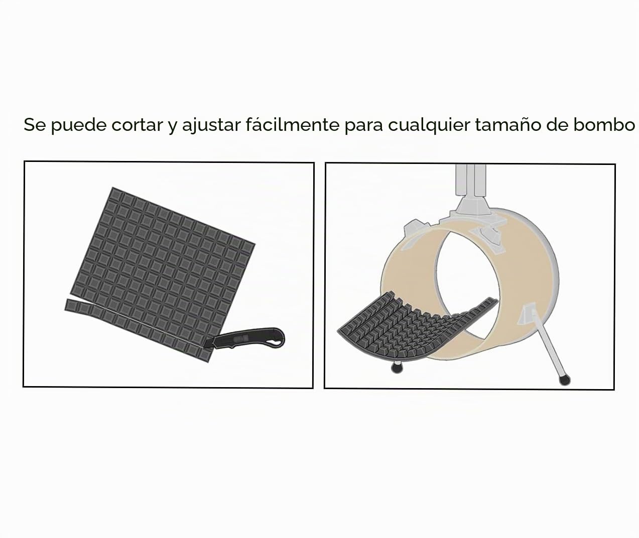 Almohadilla de control de sonido para bombo | Solución de amortiguación de tambor | Almohadilla amortiguadora de amortiguador | 50 x 60 x 5 cm | Alternativa a la almohada de bombo | Espuma acústica