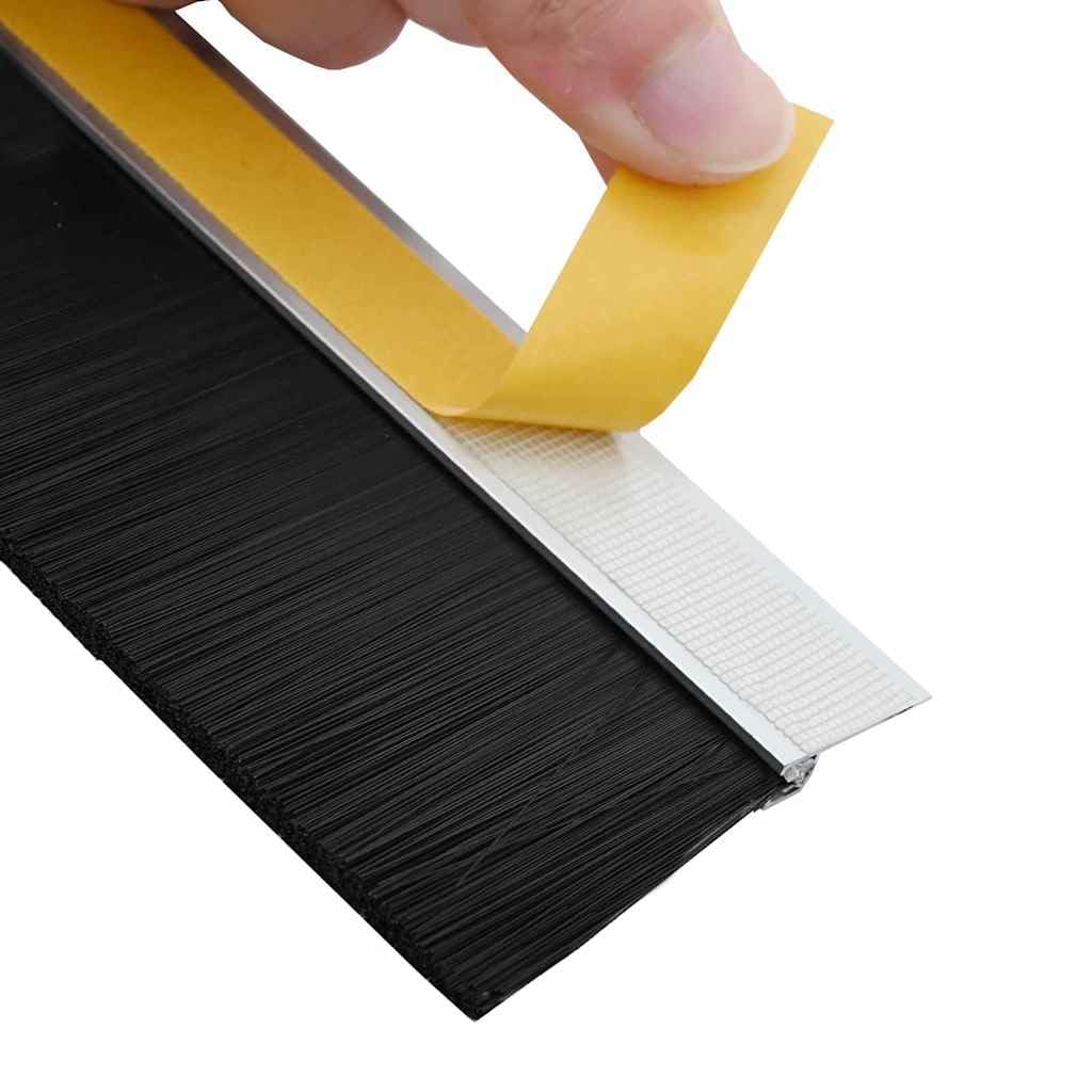 Sellador autoadhesivo para cepillo de puerta, 12 unidades, 100 cm, de aleación de aluminio, cerdas de PVC y nailon, para puertas interiores, eficiencia energética, aislamiento acústico y