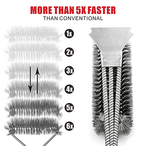 Grillers Grill Brush and Scraper. Best BBQ Cleaner. Perfect Tools for All Grill Types, Including Weber. Stainless Steel Wire Bristles and Stiff 18 Inch Handle. Ideal Barbecue Accessories - Thumbnail 4