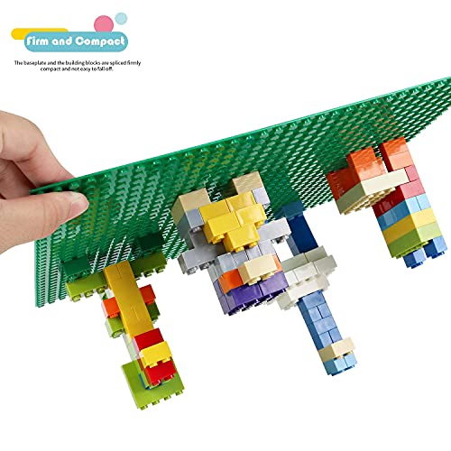 Image of 3 Classic Building Plates Compatible with the Classic, 1 Green Plate (25 x 25 cm) and 2 Stackable Base Plates (25 x 12.5 cm) for Building Towers and Multi-storey Buildings (3 Pieces)