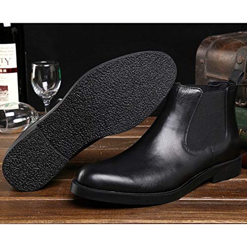 Rui Landed Burnished Round Toe Chelsea Boot for Men Work Boot Pull On Style Waterproof Outdoors Premium Genuine Leather Middle Heel (Color : Black, Size : 8 M US)4