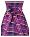 OBBUE Women's Square Neck Dress Vintage 1950s Cocktail Party Dress with Puff Sleeves Fuchsia Plaid XS
