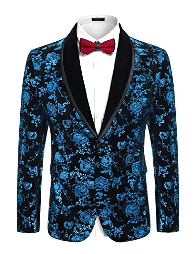 Opiniones y reviews de Chaquetas de esmoquin para Hombre , listamos los 10 mejores. 47 COOFANDY Chaqueta de esmoquin floral para hombre, chaqueta de terciopelo con solapa y un botón, chaqueta para cena, graduación, fiesta, boda, Azul / Patchwork, Large