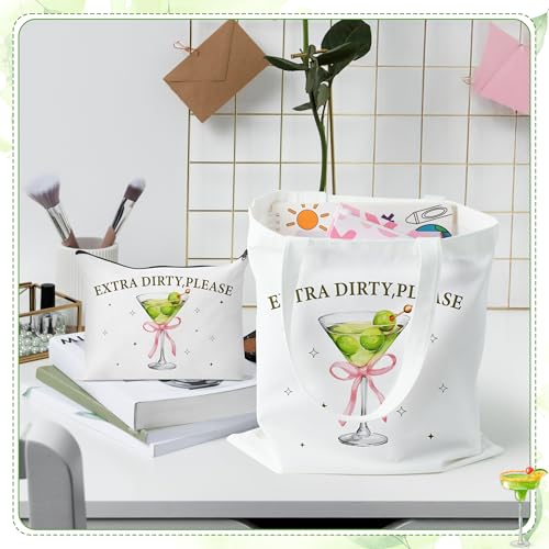 Image of Y1tvei Canvas Bags Gifts, Tote Bag with Makeup Pouch, Birthday Party Favors
