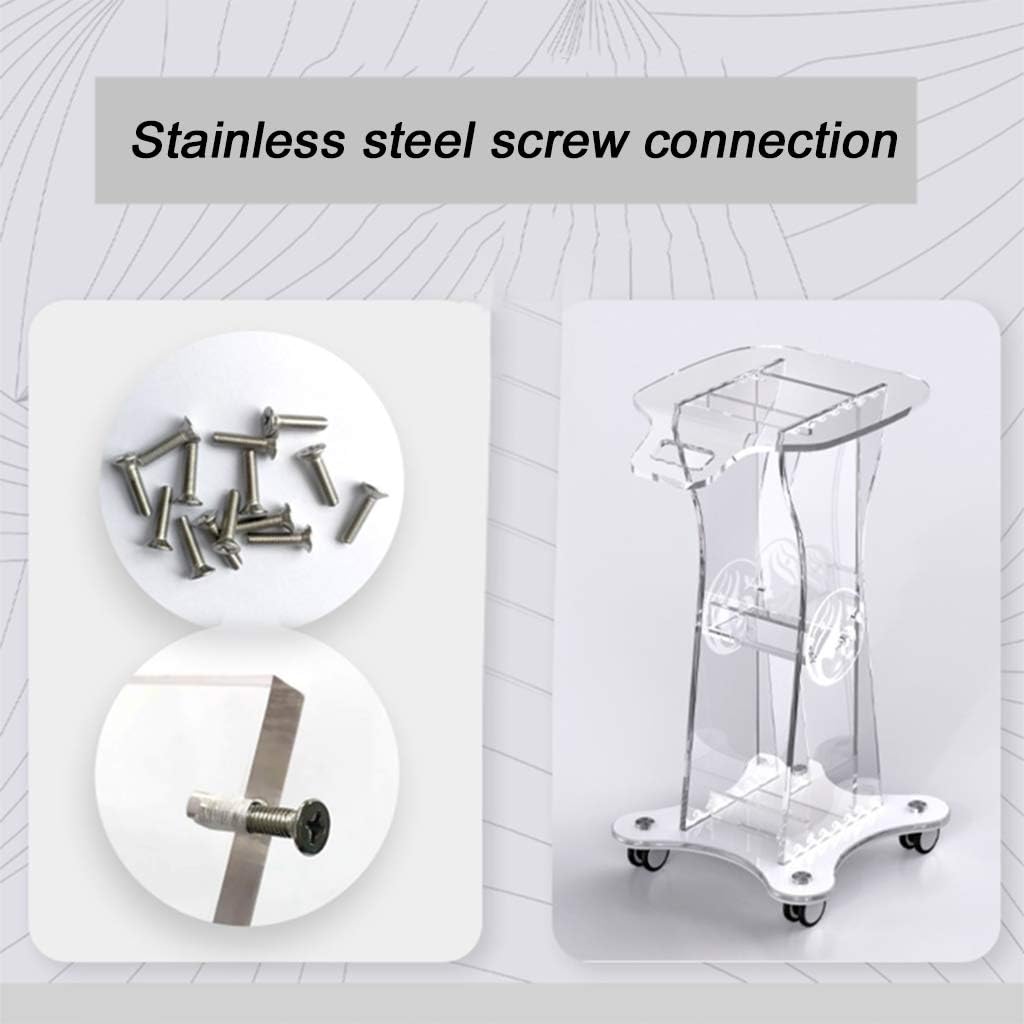 Dental Cart Beauty Equipment Cart High-end Beauty Salon Cart Desktop Acrylic Shelf Hospital Special Tool Cart with Handle and Brake Casters Assembled Cart (No Fence 5 wheels)