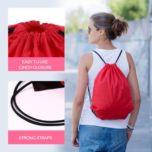 Image of Shappy 300 Pcs Drawstring Backpack Bulk Sports Gym Cinch Bag Polyester String Bag for Men Women (15 Colors)