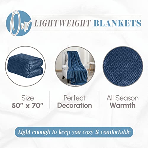 Image of Elegant Comfort Lightweight Printed Throw Blanket- All Season, Ultra Soft, Cozy and Plush- Decorative Throw Blankets, Perfect for Lounging, 50 x 70 inches, Chevron Blue, Throw Blanket