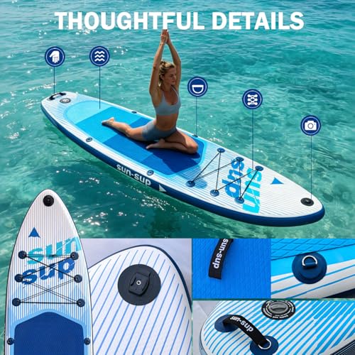 Image of Inflatable Stand Up Paddle Board Extra Wide SUP Board with Removable Fin with Premium SUP Paddle Board Accessories, Wide Stable Design, Non-Slip Comfort Deck for Youth & Adults