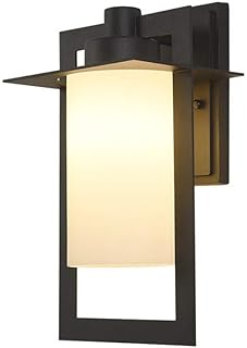 Wall Mounted Light Personality Modern Rainproof Outdoor Wall Lantern Glass Lampshade Antirust Wall Mounted Lamp Painted Black Wrought Iron Anti-rust Wall Light Courtyard Doorpost Exterior Wall S