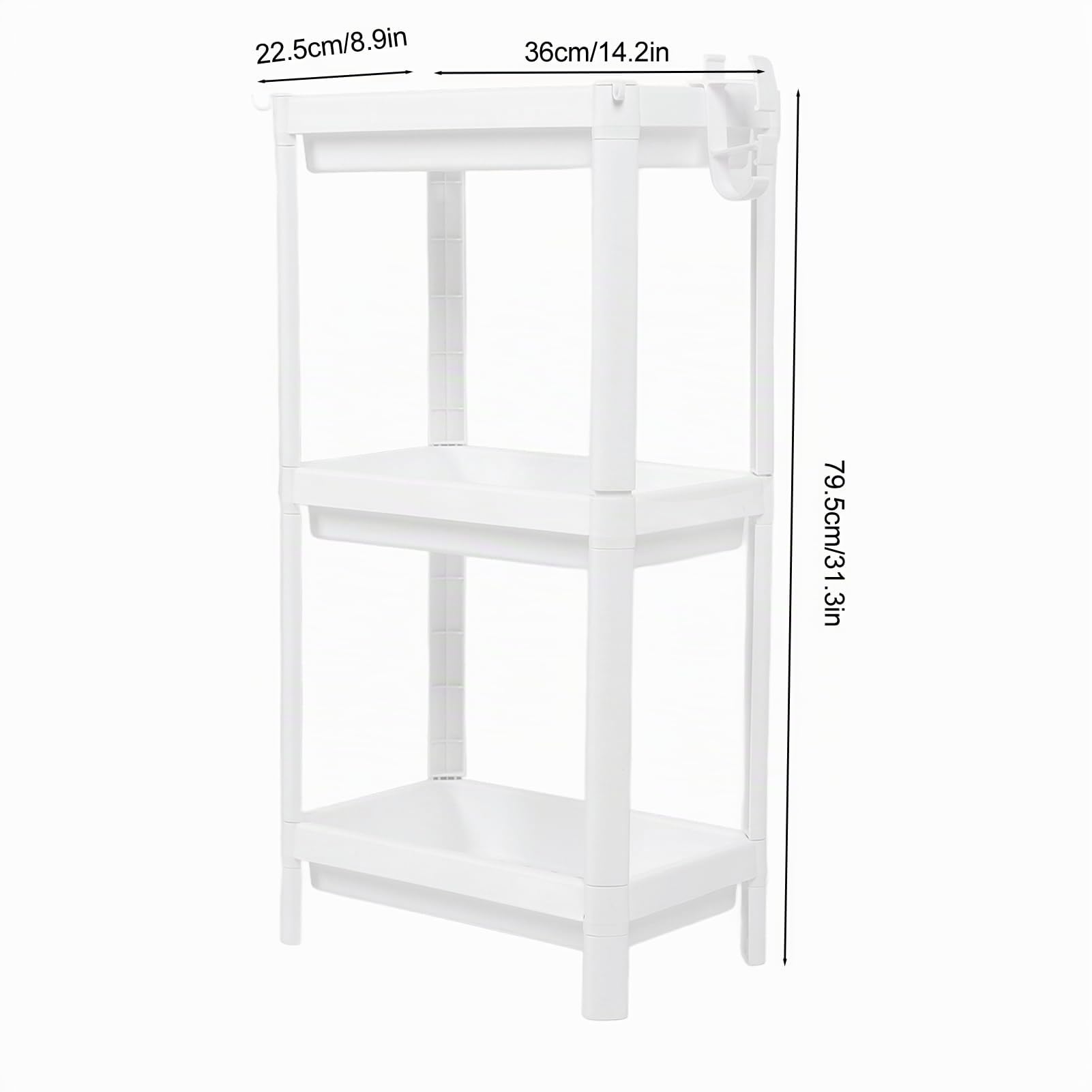 Estante de Torre de Baño, Estante de Almacenamiento Independiente de Plástico, Organizador, Estantería Multifuncional para Sala de Estar, Dormitorio, Cocina, Blanco (3 Capas)