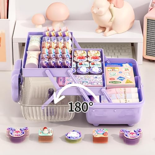 Image of KiZY Girl Kid Hair Accessories Storage Box | Hair Ties-Clips, Bow-Ribbon-Headband, Jewelry Organizer | Portable Case | Available in Multiple Design-Color. (Pack of - 1, Kid Purple)