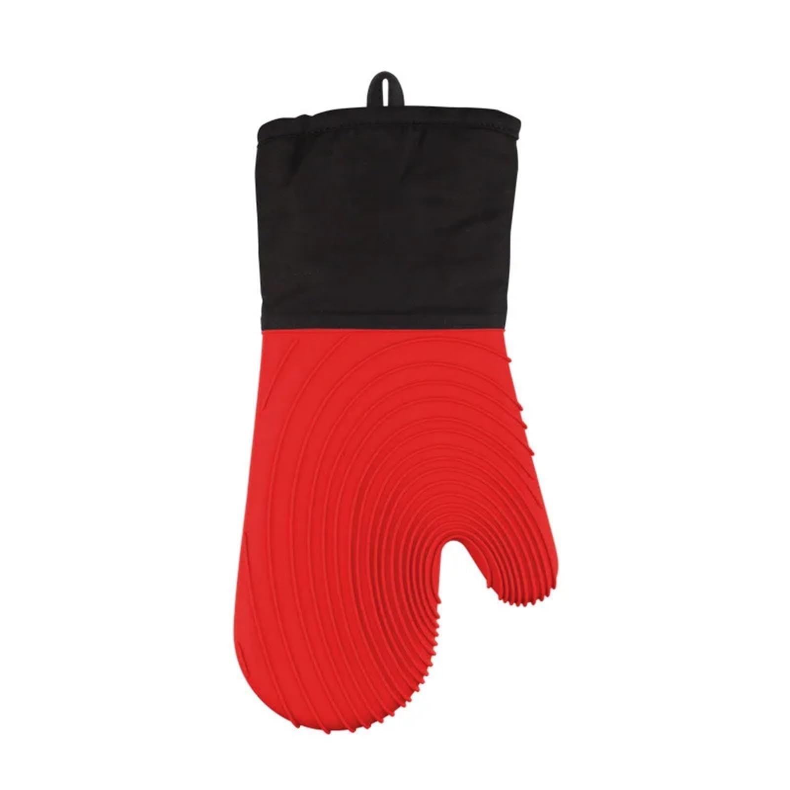 1 Pair Microwave Silicone Oven Mitts Kitchen Mitten Set For BBQ Cooking Baking Heat Resistant Pot Gloves(Red)