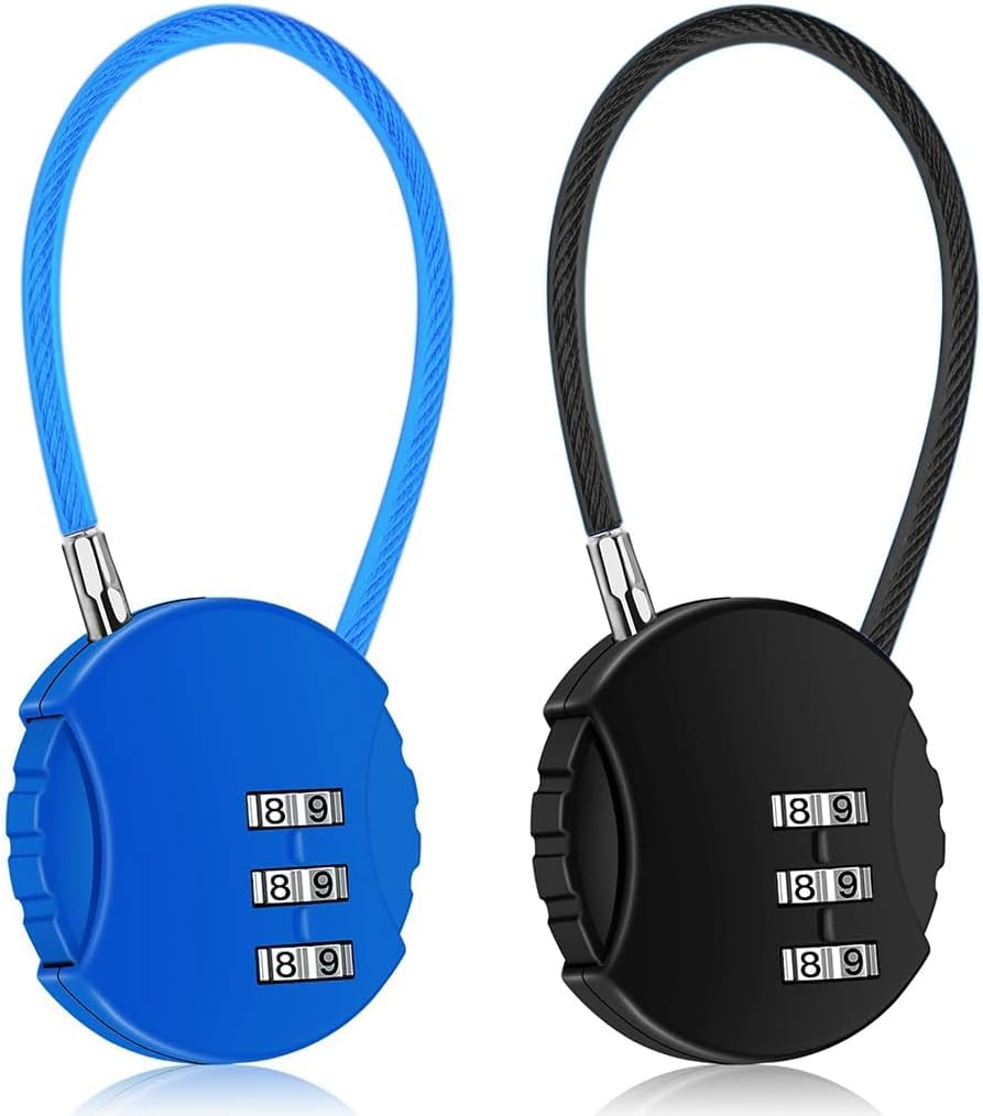 Generic Combination Padlock, 2 Pack, 3 Digit Zinc Alloy, Waterproof, for Locker, Gate, Case, Black