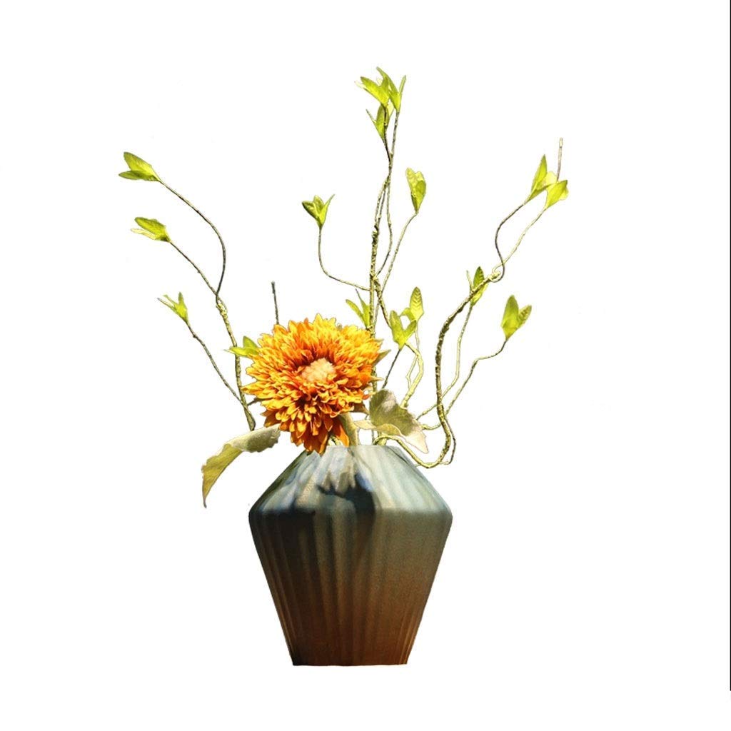 Künstliche Blumen in chinesischer Keramikvase, künstliche Blumen, Dekoration für Zuhause, Büro, Hochzeit, künstliches Blumenarrangement im Zen-Stil, Bonsai-SIM