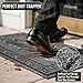 Yimobra Welcome Mat, Heavy Duty Sturdy Door Mats for Home Entrance Outdoor Indoor, Front Doormat for Outside Patio Floor Entry Porch Garage Office, Waterproof, Low Profile, 29.5x17, Black Grey
