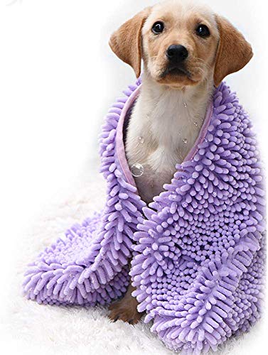CHYIR Peignoir de bain super absorbant pour animal domestique - Séchage rapide et lavable en machine - Serviettes en microfibre pour chiens de petite et moyenne taille (S, violet)
