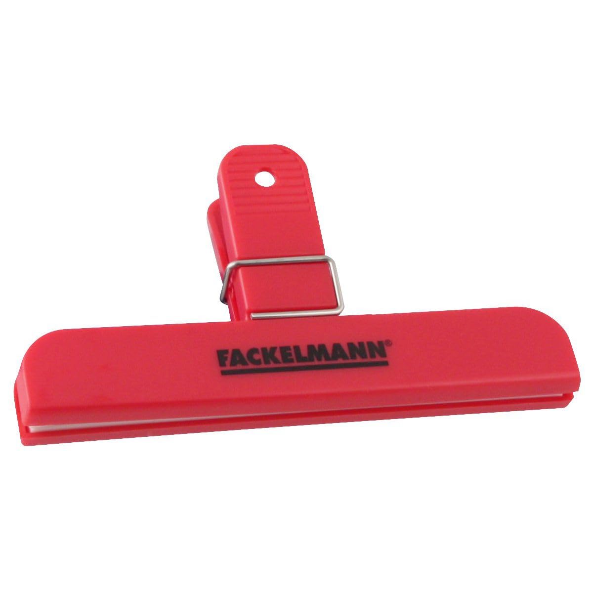 Fackelmann 59910 Pince à Sachet - Acier Inoxydable et Plastique, Rouge, Ferme les Sachets Hermétiques, 15,2 x 8,3 cm