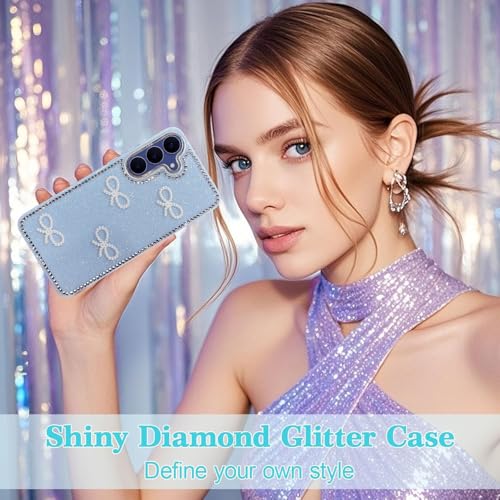 Image of DIZORO for Samsung Galaxy S25 fe 5G Cover,Cute Bow Tie Aesthetic Phone Case,Trendy Slim Hard IMD Shockproof Protective Bumper Designer Phone Back Cover for Women Girls Blue