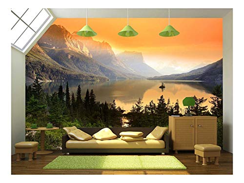 Wall26 - Wild Goose Island On Saint Mary Lake In Glacier National Park, Montana - Removable Wall Mural | Self-Adhesive Large Wallpaper - 100X144 Inches #TOP7